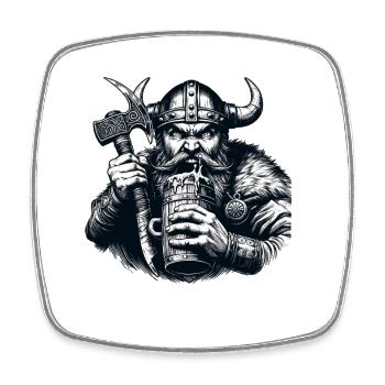 Viking Bierkrug Krieger - Viereckiger Kühlschrankmagnet - Weiß - Vorne