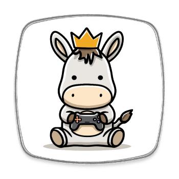 Âne gamer avec couronne de manette - Magnet carré - blanc - Devant