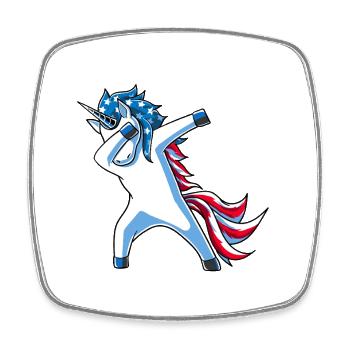 Patriotisches amerikanisches Einhorn Americorn Dabbing Kunst - Viereckiger Kühlschrankmagnet - Weiß - Vorne