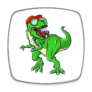Brüllender Schulanfangs-Dinosaurier für Kinder - Viereckiger Kühlschrankmagnet - Weiß - Vorne