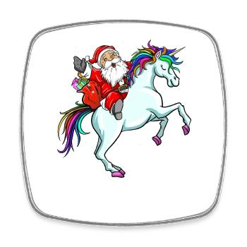 Santa Riding Unicorn Magical Christmas Outfit - Square fridge magnet - white - Front