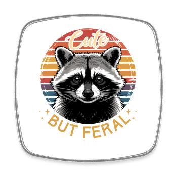 Funny Raccoon - Viereckiger Kühlschrankmagnet - Weiß - Vorne