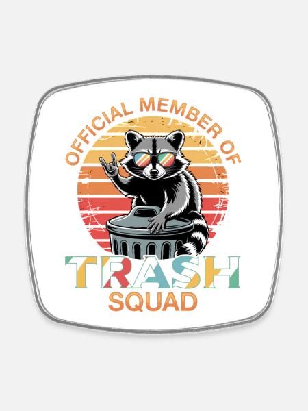 Funny Raccoon - Viereckiger Kühlschrankmagnet - Weiß
