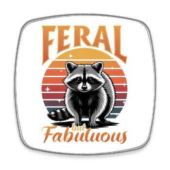 Funny Raccoon - Viereckiger Kühlschrankmagnet - Weiß - Vorne