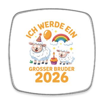 I'm going to be a big brother 2026 Sheep Lamb - Square fridge magnet - white - Front