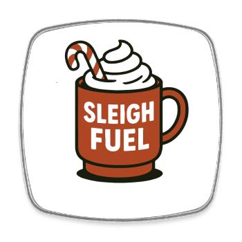 Schlitten Fuel Heiße Schokolade Becher Weihnachtsspaß - Viereckiger Kühlschrankmagnet - Weiß - Vorne