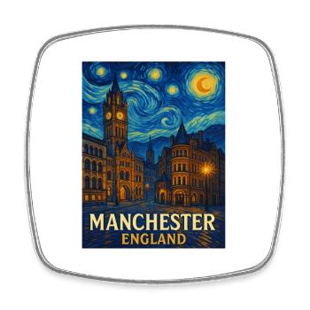 Manchester England - Viereckiger Kühlschrankmagnet - Weiß - Vorne
