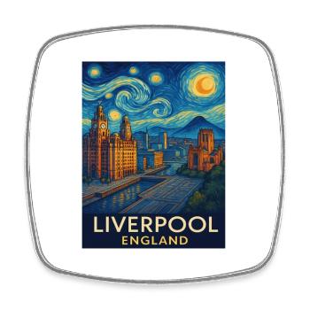 Liverpool England - Viereckiger Kühlschrankmagnet - Weiß - Vorne