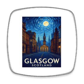 Glasgow Schottland - Viereckiger Kühlschrankmagnet - Weiß - Vorne