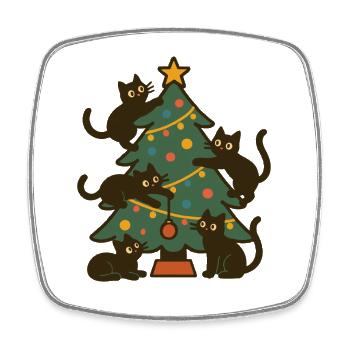 Chats de Noël autour de la fête de l’arbre de Noël - Magnet carré - blanc - Devant