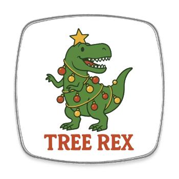 Baum Rex Dinosaurier Weihnachtsspaß - Viereckiger Kühlschrankmagnet - Weiß - Vorne