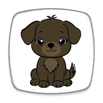 Chien - Magnet carré - blanc - Devant