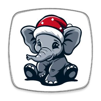 Noël des éléphants - Magnet carré - blanc - Devant