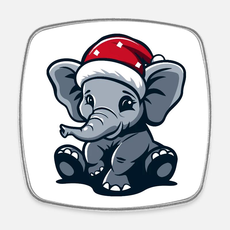 Noël des éléphants - Magnet carré - blanc