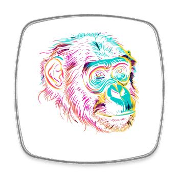 Néon Singe Portrait Couleur Explosion - Magnet carré - blanc - Devant