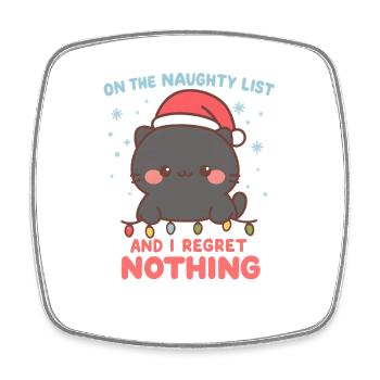 Freche Katze Weihnachten Bereue nichts - Viereckiger Kühlschrankmagnet - Weiß - Vorne