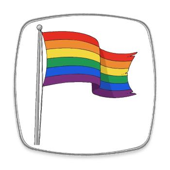 Regenbogenflagge kurvige Strecken - Viereckiger Kühlschrankmagnet - Weiß - Vorne