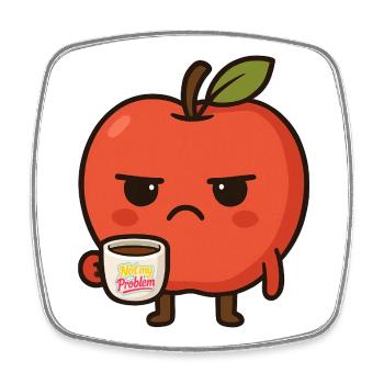 Grumpy Kawaii Apple - Funny Not My Problem Meme - Square fridge magnet - white - Front