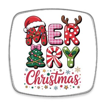 Fröhliche Weihnachtsbuchstaben - Viereckiger Kühlschrankmagnet - Weiß - Vorne