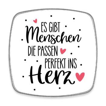 There are people who fit perfectly into the heart - Square fridge magnet - white - Front