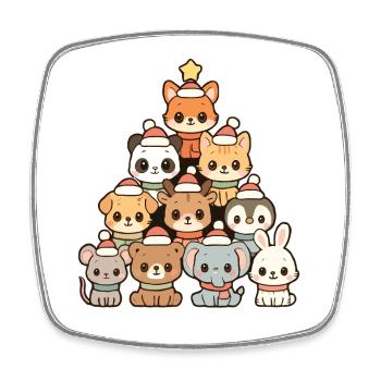 Christmas Animals Pyramid – Sweet Xmas Animal Friends - Square fridge magnet - white - Front