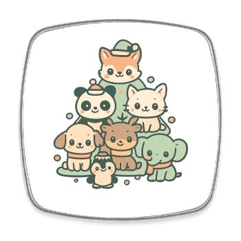 Christmas Animals Pyramid – Sweet Xmas Animal Friends - Square fridge magnet - white - Front