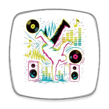 Breakdance Neon Style – Music & Street Art - Square fridge magnet - white - Front