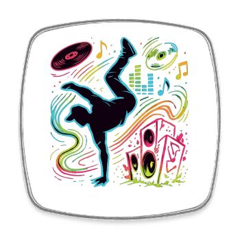 Breakdance Neon Style – Music & Street Art - Square fridge magnet - white - Front