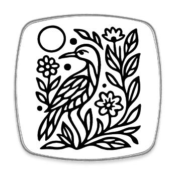 Mystic Owl Silhouette with Nature Lines Artwork - Square fridge magnet - white - Front