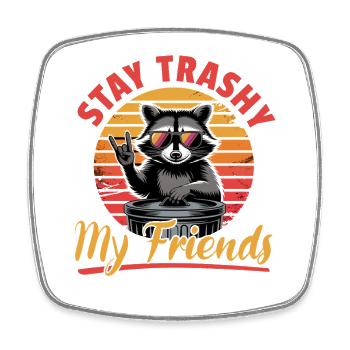 Funny Raccoon - Viereckiger Kühlschrankmagnet - Weiß - Vorne