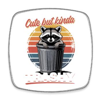 Funny Raccoon - Viereckiger Kühlschrankmagnet - Weiß - Vorne