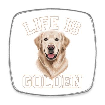 Life is Golden – Golden Retriever Motif - Square fridge magnet - white - Front