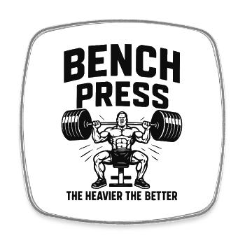 Bench Press Heavier Gains - Square fridge magnet - white - Front
