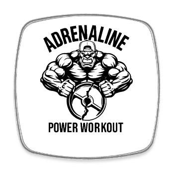 Adrenaline Power Workout Tee - Square fridge magnet - white - Front