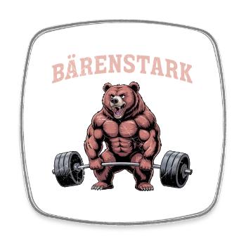 Weightlifter BÄRENSTARK Funny - Square fridge magnet - white - Front