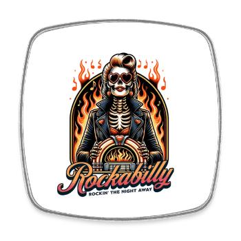 Rock and Roll Always and Forever Rockabilly 2025 - Viereckiger Kühlschrankmagnet - Weiß - Vorne