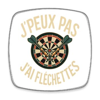 J’peux Pas J’ai Fléchettes design Joueur de Darts - Magnet carré - blanc - Devant