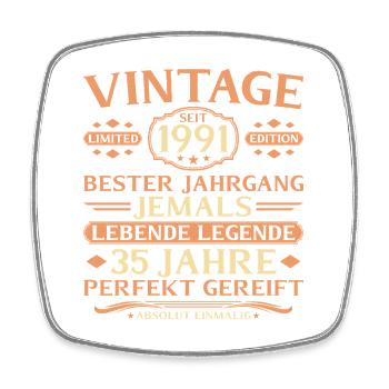 1991 Vintage Absolutely Unique 35th Birthday - Square fridge magnet - white - Front