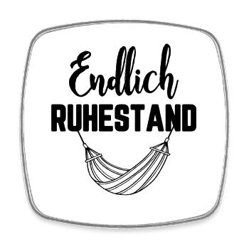 Endlich Ruhestand / Rente, Hängematte - Viereckiger Kühlschrankmagnet - Weiß - Vorne