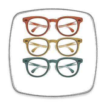 Collection Trio de Lunettes Colorées - Magnet carré - blanc - Devant