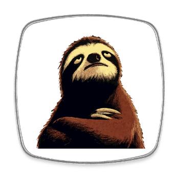 Zen Sloth Serenity Motif - Square fridge magnet - white - Front