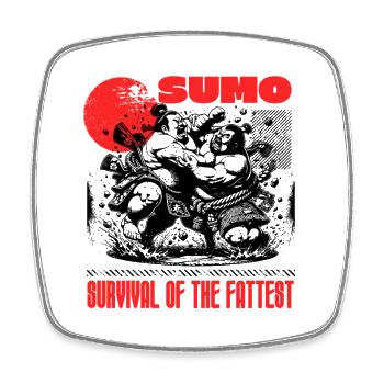 SUMO - Survival Of The Fattest - Viereckiger Kühlschrankmagnet - Weiß - Vorne