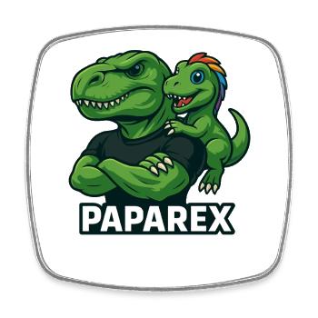 Paparex Dino Papa Chemise Père & Enfant - Magnet carré - blanc - Devant