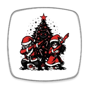 Santa Claus & Mrs Claus Dabbing Shirt - Square fridge magnet - white - Front