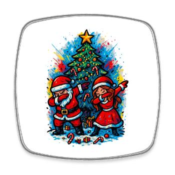 Dabbing Santa & Mrs Claus Weihnachtsbaum Shirt - Viereckiger Kühlschrankmagnet - Weiß - Vorne
