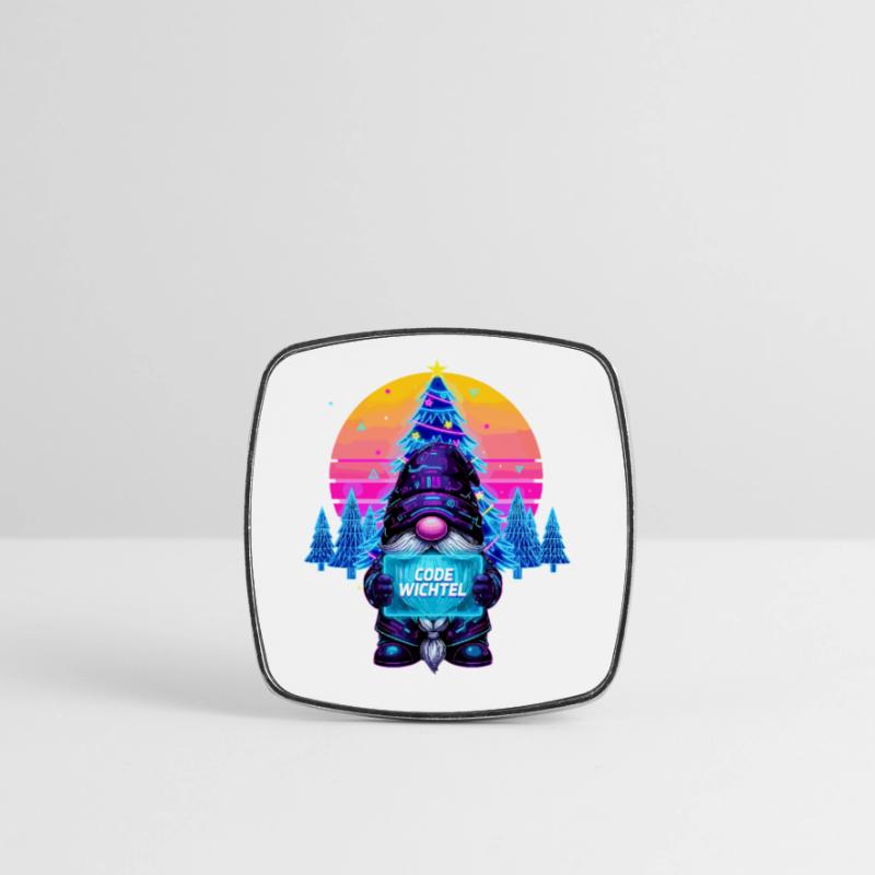 Cyberpunk Code Gnome - Synthwave Noël Nerd Magnet carré