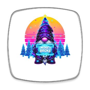 WOKE IS BROKE - Synthwave Gnom Weihnachts Wichtel  - Viereckiger Kühlschrankmagnet - Weiß - Vorne