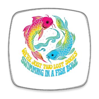 Deux âmes perdues - Poisson Koi Retro - Magnet carré - blanc - Devant