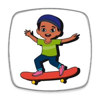 Gamin de skateboard de dessins animés - Magnet carré - blanc - Devant