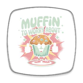 Retro Muffin - Viereckiger Kühlschrankmagnet - Weiß - Vorne